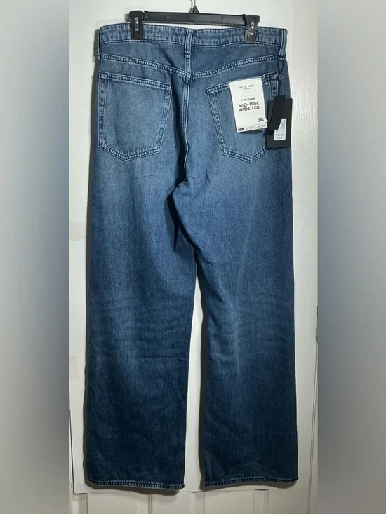 Rag & Bone The Logan Jeans Womens 30 Blue Mid Rise Wide Leg Women’s Denim$255 - Picture 5 of 7